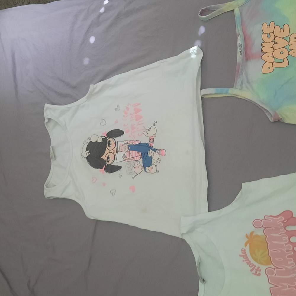 White Graphic Tank Top with Cartoon Design